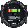 Runleader 12V/24V 36V 48V 72V Battery Fuel Gauge Meter,Battery Level Meter,Resettable TOT Hours,Lead Acid Battery Applicably(But Not Trojan),for Golf Cart Club Car Forklift Scrubber Machine Floor