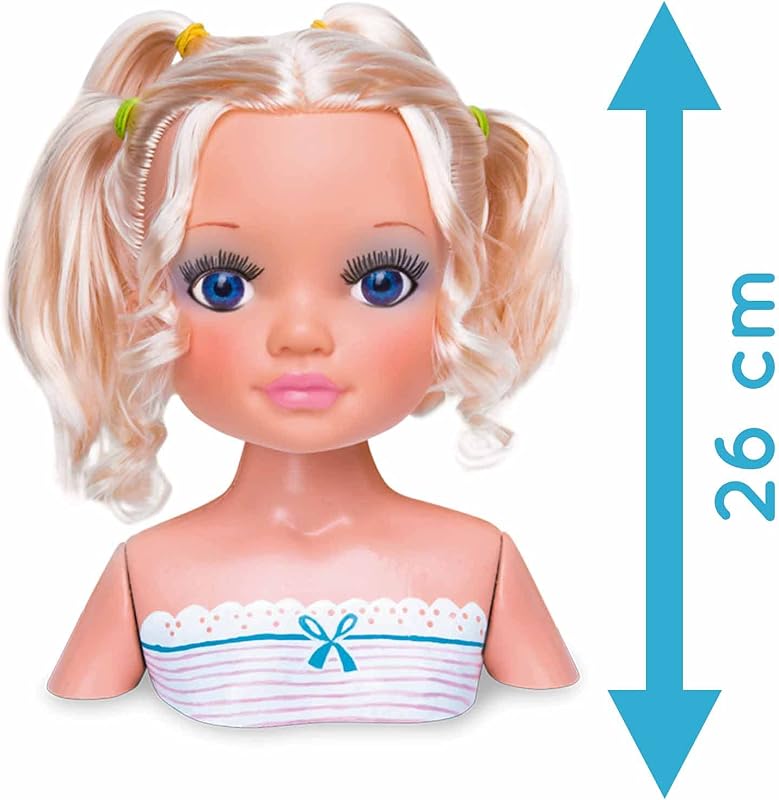 Un día de Secretos de Belleza Rubia, Busto de muñeca con el Pelo Largo para peinar y maquillar, con Accesorios de Belleza como peines, Brochas, Pestañas postizas o Pegatinas, Colores Surtidos — foto 3 de 6