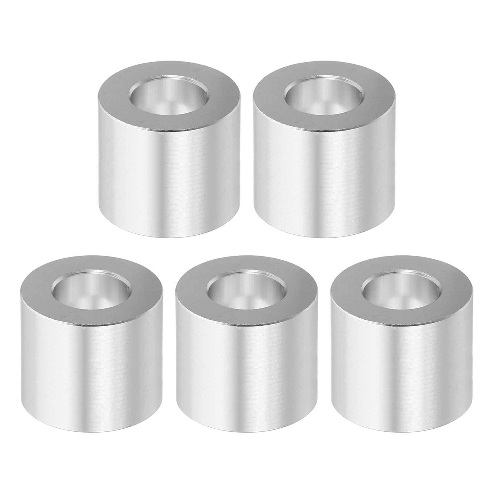 PATIKIL M10 Aluminum Spacers, 5 Pcs Metal Spacer Aluminum M10 X3/4"OD X5/8"L Aluminum Spacer Screw Standoff Round for 3/8" or M10 Screw Bolts, Silvery