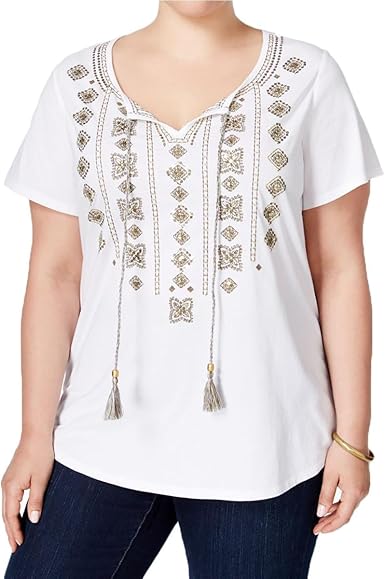 plus size white peasant top