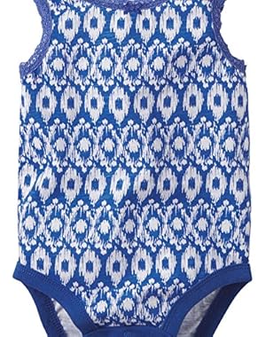 Girls' Printed Sleeveless Bodysuit, Blue