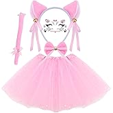 KEUKORZ Cat Costume Set:Cat Ears Headband and Tail;Tutu Skirt Bow Tie with Bell;Halloween Costume Cosplay Accessories