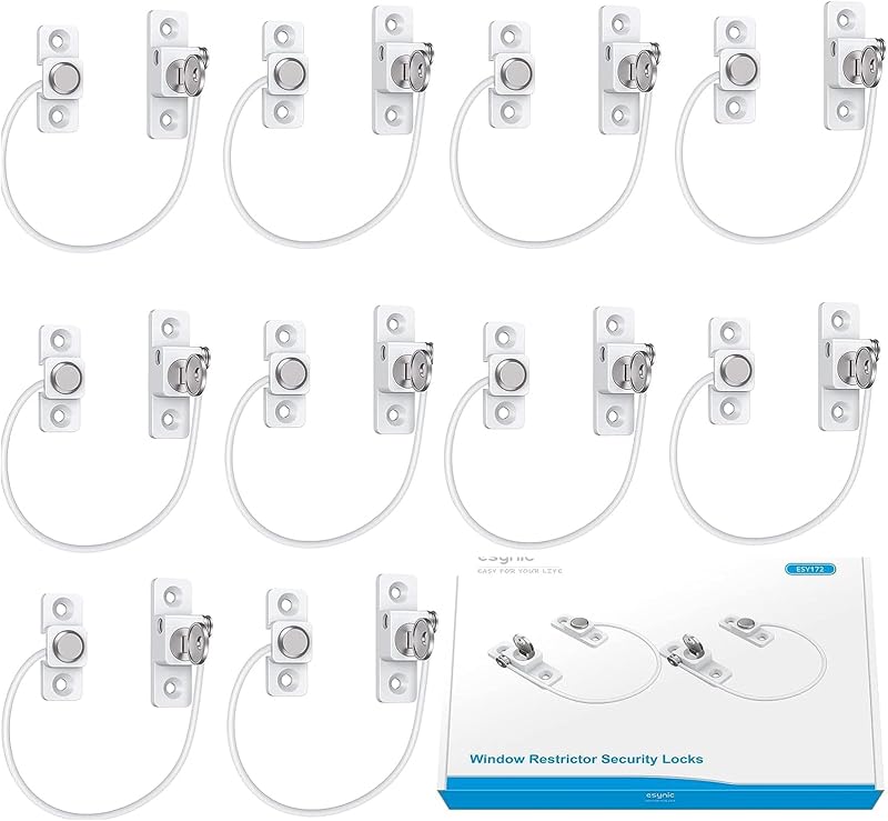 eSynic 10 Pcs Window Restrictors for UPVC Wood Aluminium Windows