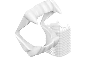 Seifar White Plastic Vampire Teeth Fake Fangs, Funny Halloween Costume Props for Cosplay Party Favors Pretend Play Decor