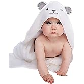 HIPHOP PANDA Hooded Towel - Rayon Made from Bamboo, Bath Towel with Bear Ears for Newborn, Babie, Toddler, Infant - Absorbent Large Baby Towel - Bear, 30 x 30 Inch