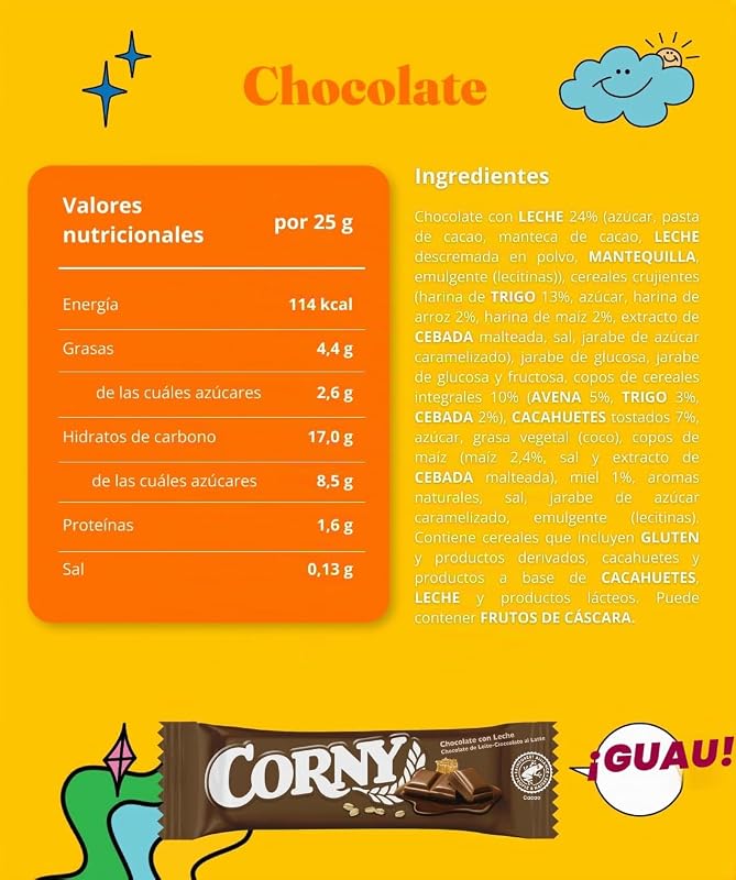 Barras de Cereais com Chocolate ao Leite, 10x6x25 g