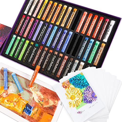 Paul Rubens Oil Pastels 50 Colors Kit with Drawing Papers, Artist Soft