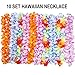 INNOCHEER 40 Pcs Hawaiian Leis, Luau Party Supplies of Elastic Flowers Necklaces, Headbands and Wristbands - Tropical Hawaiian Decorations, Beach Party Decorations, Birthday Party Favors