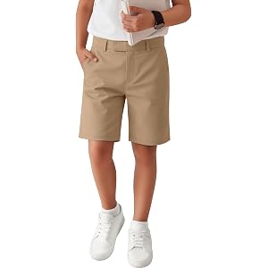 Yooo's Vivi Boys School Uniform Shorts | Zip Fly, Hook-and-bar Closure, Adjustable Waist, Flat Front, Dressy, Daily Wear, Gol
