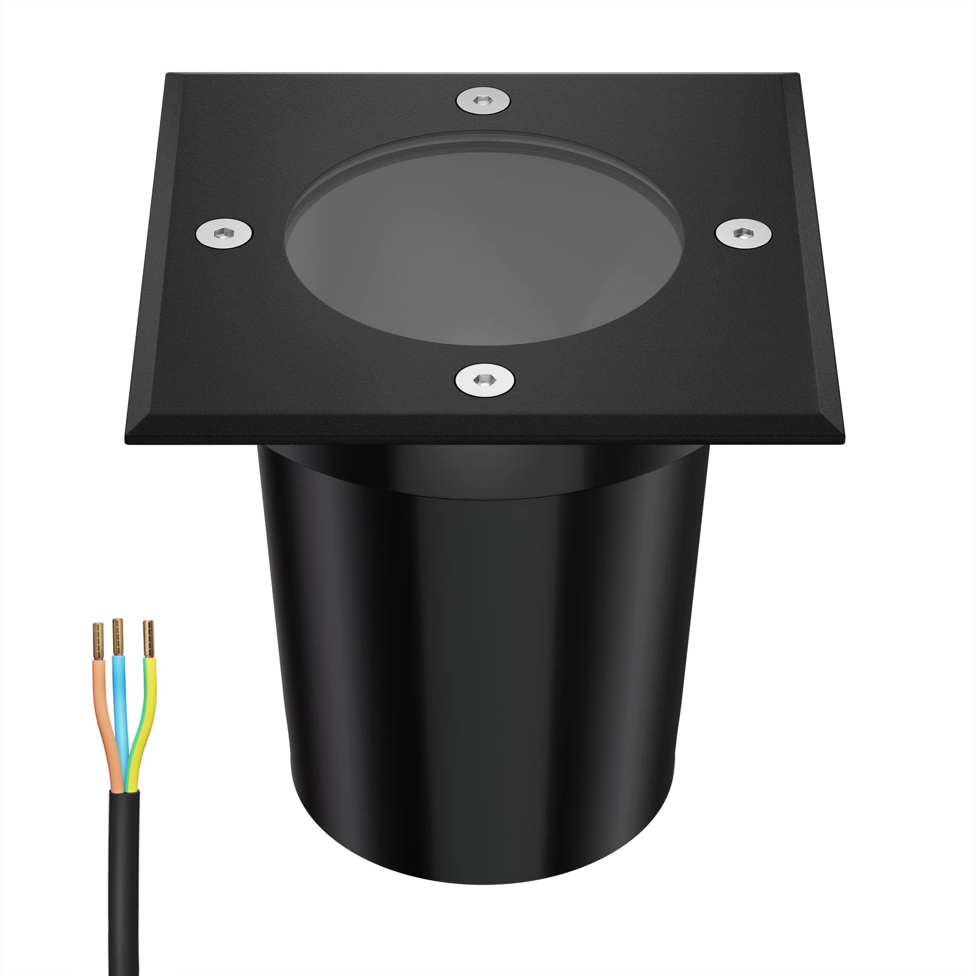 ledscom.de Recessed Floor Light RELI for Outdoor use, IP67, Black, Angular, 11 x 11cm, 1x GU10 max. 15W