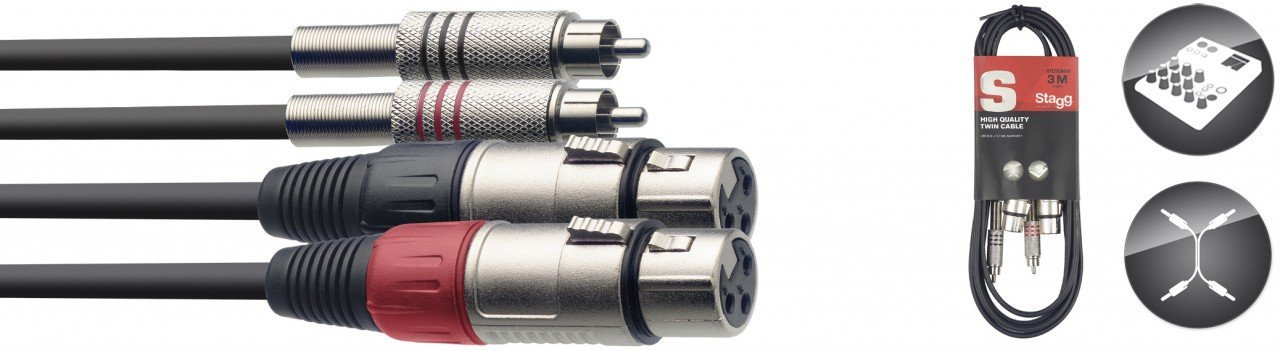 Stagg STC060CMXF S-Series Dual XLR-RCA Cable, Black, 60 cm — image 1