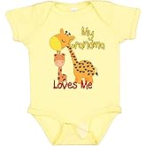 inktastic My Grandma Loves Me Giraffe Baby Bodysuit
