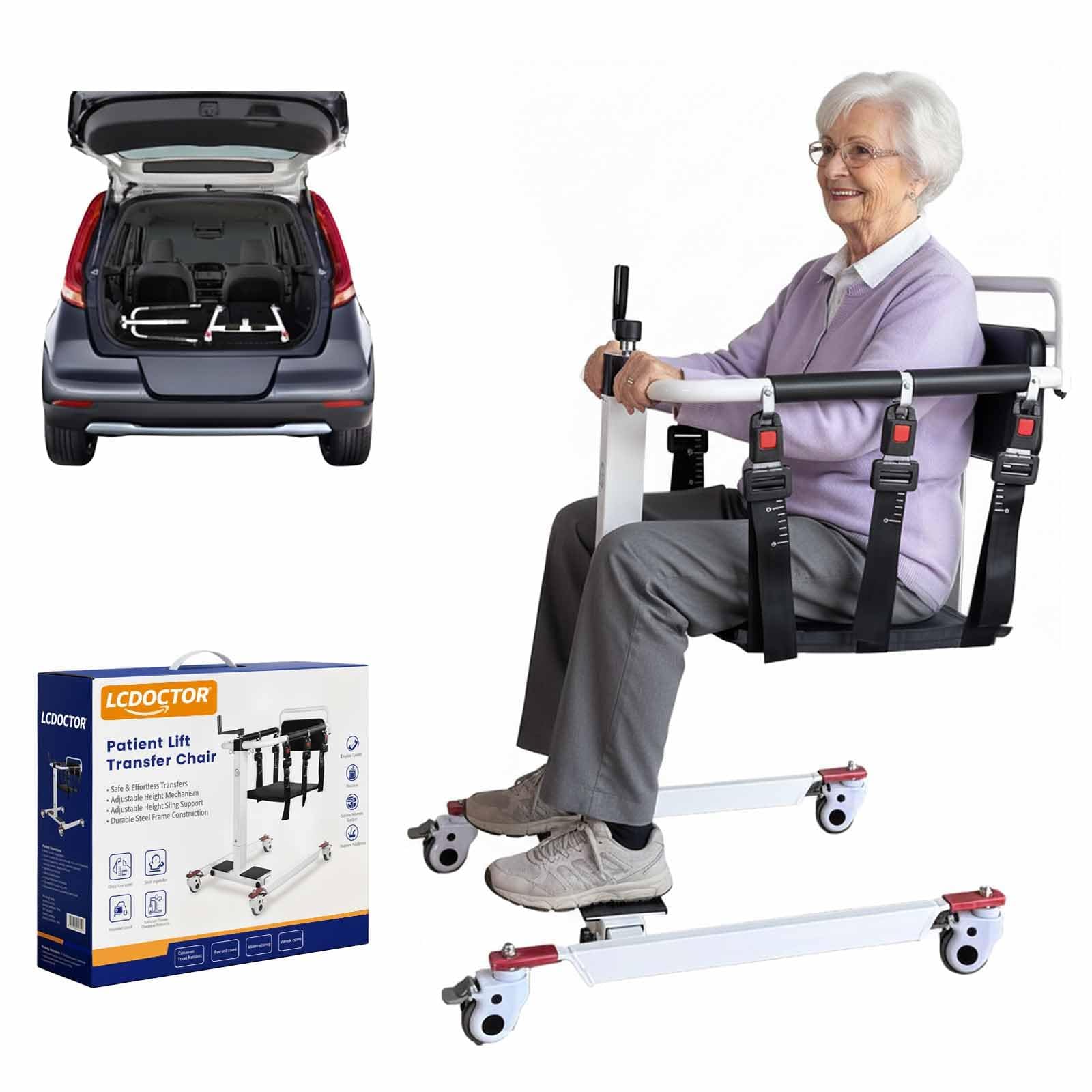 Photo 1 of *****FACTORY SEALED******LCDOCTOR Patient Lift Transfer Chair, Wheelchair to Car Transfer Devices, Shower Lift Aids for Elderly,Lightweight Foldable with Cushion - Patient with Padded backrest