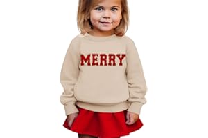 BOUTIKOME Merry Christmas Sweatshirt Toddler Baby Girl Glitter Patch Merry Shirts Xmas Pullover Holiday Tops Winter Clothes