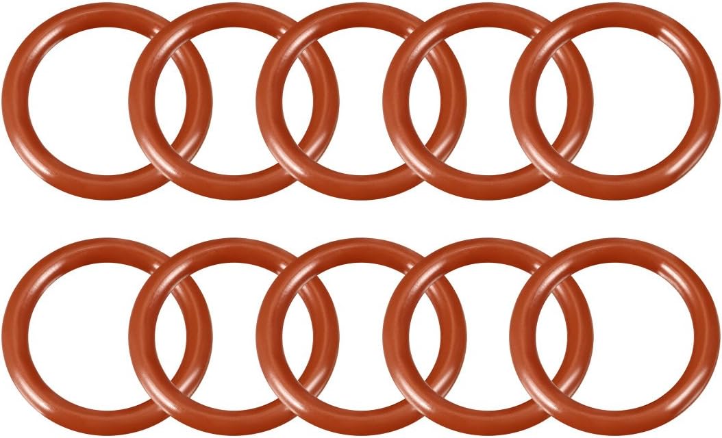 sourcingmap Silicone O-Ring, 28mm OD, 21mm ID, 3.5mm Width, VMQ Seal Rings Gasket, Red, Pack of 10, 21mmx28mmx3.5mm