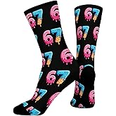 Pusfyeoh 67socks Six Seven Ice Cream Drip Funny Number socks meme Christmas stocking stuffing gifts for boys and girls