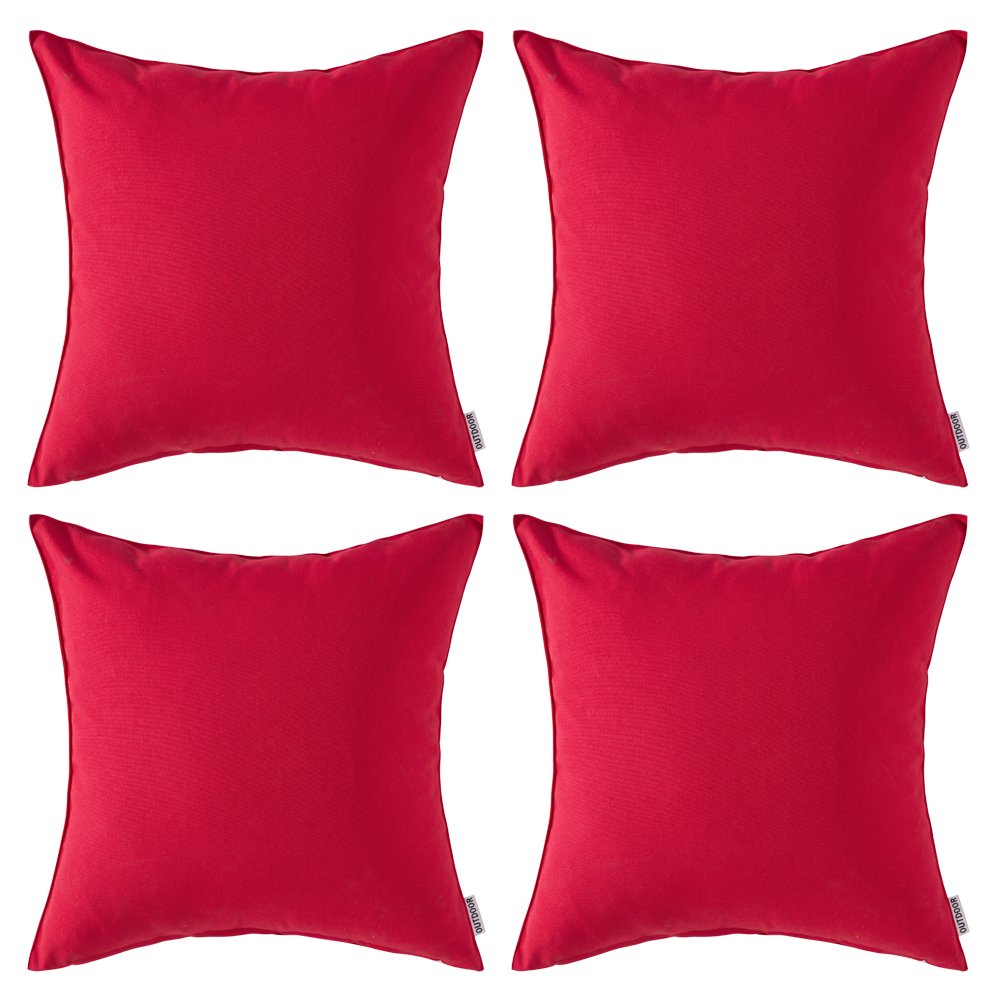 MIULEE Pack of 4 Outdoor Waterproof Throw Pillow Cover Home Décor Pillow Case Decorating Cushion Covers Protectors for Tent Park Bed Sofa Chair Couch Bedroom 40x40cm 16x16inch Red