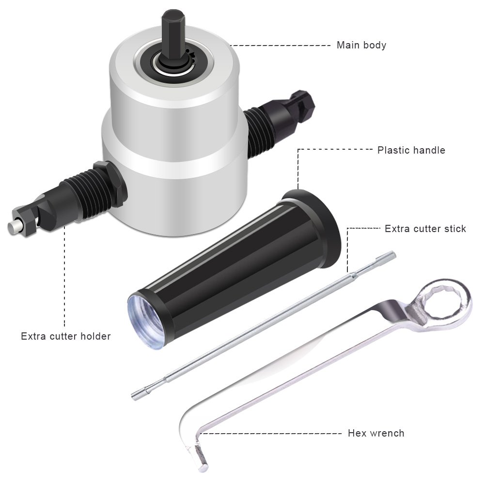 Double Head Sheet Nibbler Metal Cutter Hole Saw Drill Attachment