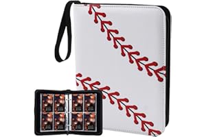 JDSZM Baseball Card Binder, Collectible Trading Card Albums for 4 Pockets Trading Card Accessories Folder, 400 Pocket Sports Card Binder for Baseball Card, Football Card (White-Baseball)