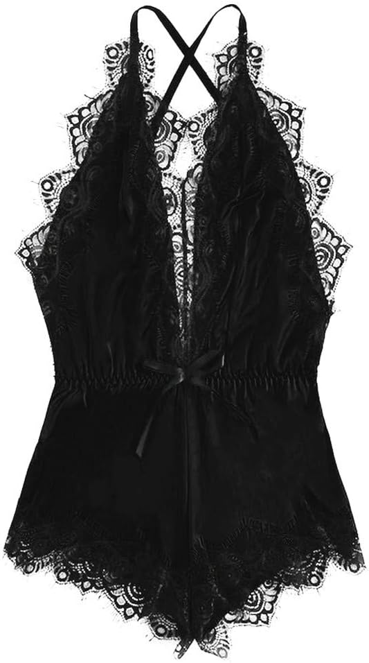Coverhome Women Sexy Silk Lace Lingerie Sleepwear, Women'S Sexy Nightwear Satin Slip Silk Sleepwear Lace Chemise Sleep Satin Sleepwear Pajama Underwear Nightdress
