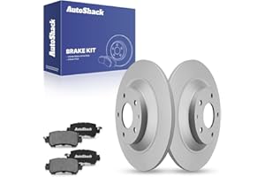 AutoShack Rear Solid Coated Brake Rotors + Ceramic Pads 6-PC Brake Kit Replacement for 2013-2015 Mazda CX-5 ArmorStop 11.93" 
