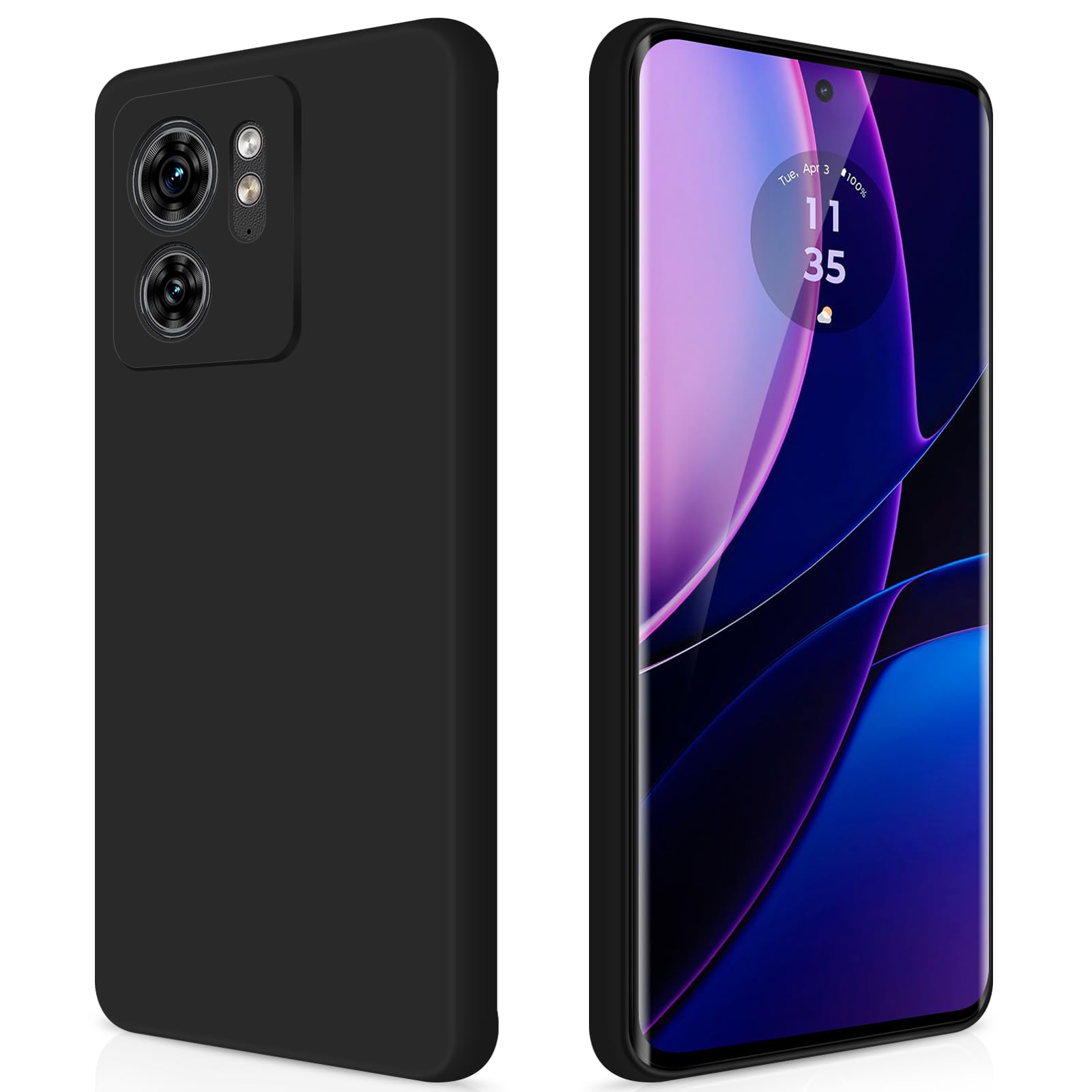 GiiYoon Case Compatible with Motorola Edge 40, Silky-Soft Touch Full-Body Protective Phone Silicone Case, Shockproof Cover with Microfiber Lining, Black — image 1