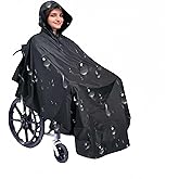 Wheelchair poncho wheelchair cover Lightweight, Breathable & Waterproof Wheelchair RainCape Universal Fit, Mobility Scooter & Electric Wheelchair Poncho Full Body Coverage for Adults Reusable (Black)