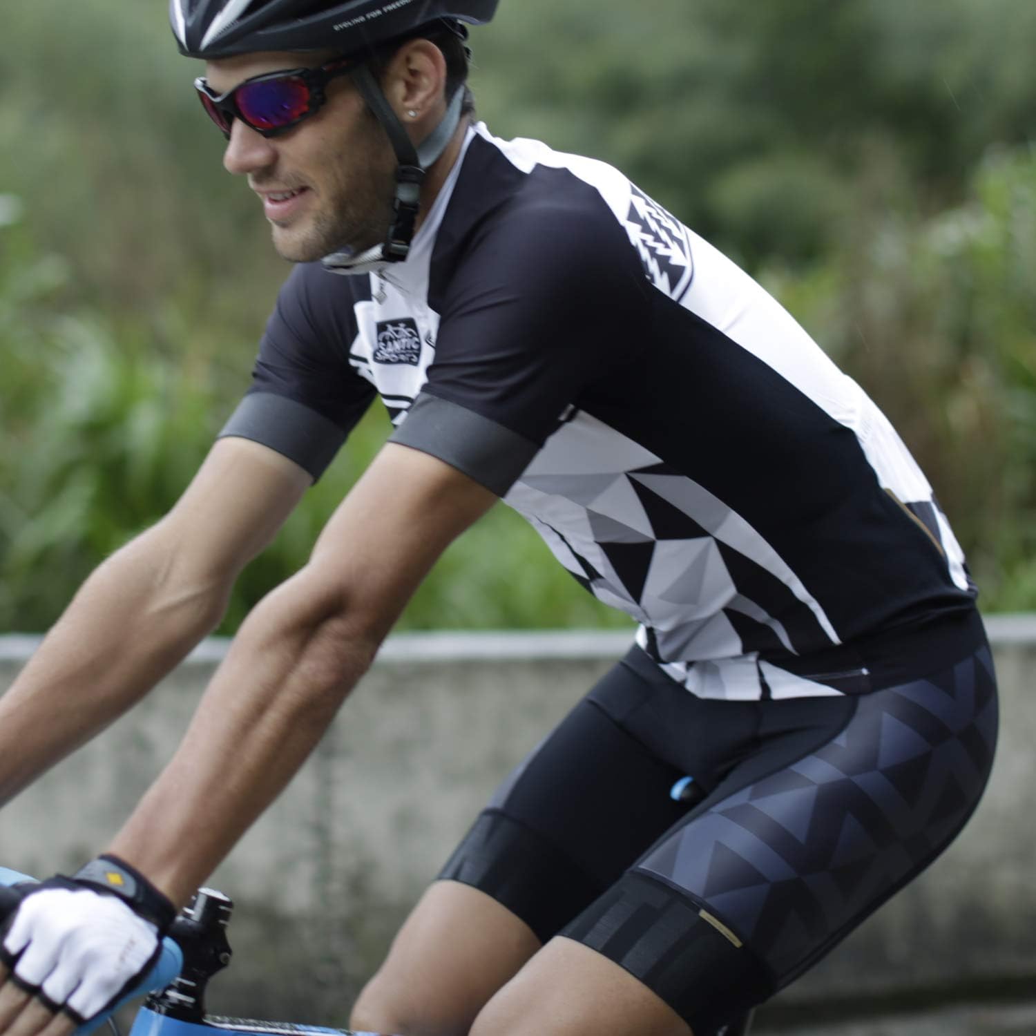 Santic Cycling Jerseys Men's Short Sleeve Bike Shirts Full Zip Bicycle Jacket with Pockets : Clothing