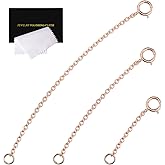 VANBARIS Rose Gold Necklace Extender Rose Gold, 925 Sterling Silver Necklace Extender Chain Bracelet Anklet Jewelry Extension for Women, 3 Piece Set (1, 2, 3 Inches)