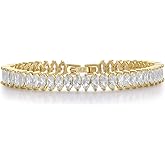 Pearich 14K Gold Filled Tennis Bracelet for Women- Classic Gold Bracelet for Women, Oval Stone Cut Bracelet Valentines, Mothers, Christmas Jewelry Gift for Women