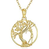 KECHO 14K Real Solid Gold Tree of Life Pendant Necklace Sports Jewelry Graduation Birthday Gifts for Women