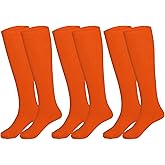 Topbuti 3 Pairs School Uniform Cotton Knee High Socks Athletic Sports Soccer Socks Tube Sock for Girls and Boys