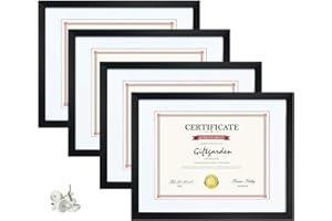 Giftgarden Black 8.5 x 11 Picture Frame with Mat, 10x13 Frame Matted to 8.5x11 Award Certificate Document Photo with Tempered