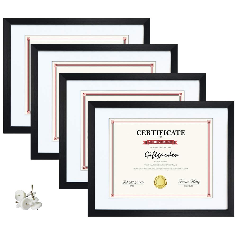 Giftgarden 8.5x11 Document Frame 4 Pack, Diploma Frames for Wall Mounting or Tabletop Display, Black