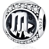 TINSLO Zodiac Sign Bead Birthday Charms 925 Sterling Silver Birthstone Charms Fits Women's Charm Bracelet & Necklace Bangle Gifts