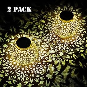 Walensee Solar Outdoor Lights, Hanging Garden Lantern for Patio, Yard. Metal Decorative Waterproof Table Lamp, Retro LED… 61ogGaglcTL