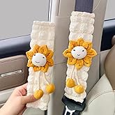 Zigihos Cute Flower Car Seat Belt Cover Pads 2 Pack & 4 Pack Car Accessories Seat Belt Cushion Neck Cushion Shoulder Strap Protector Universal Seat Belt Cover for Adults and Kids (Sunflower,2)
