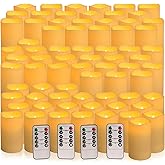 YOROXRG Set of 72 Waterproof Outdoor Flameless Candles, LED Candles with 4 Remote and Timer,(H 4" 5" 6" x D 2.2"),for Halloween Wedding Festiv