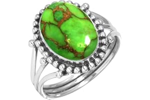 Lapis, Moonstone, Pearl, Crystal Oval Handmade Ring Genuine 925 Sterling Silver Boho Natural Gemstone Jewelry For Women