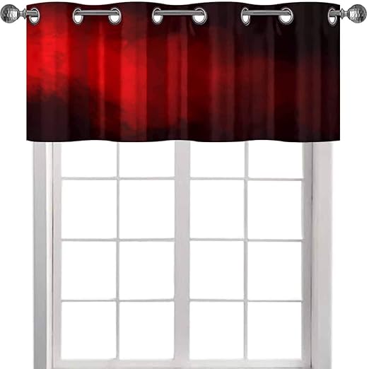 Amazon Com Yuazhoqi Valance Curtains Red Smoke In Black 52 X 18 Window Valance For Bedroom Home Kitchen