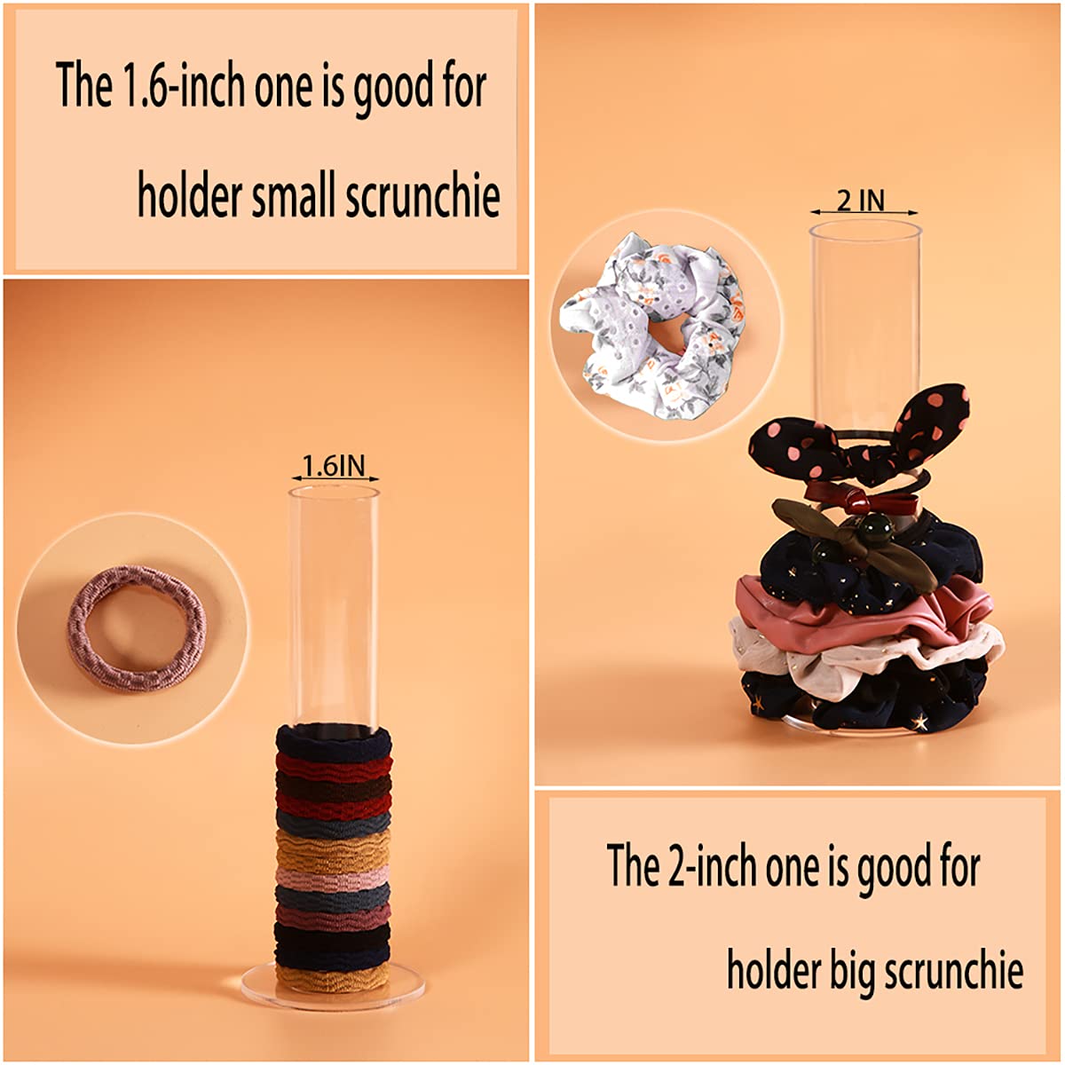 ByKen Jewelry ByKen 2PcS Acrylic Scrunchie Holder Organizer,Hair Ties Holder for Bathroom,Clear Hair Accessories Bowknot Organizer,Room Decor for Girls