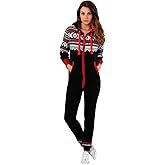 One Piece Pajamas for Women Unisex Hooded Fleece Onesies Adult Jumpsuits Non Footed Pajama