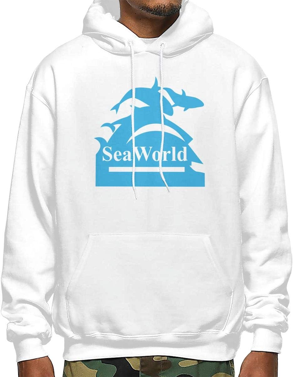 Seaworld Logo Men's Long Sleeve Pullover Hooded Sweatshirt with Pocket