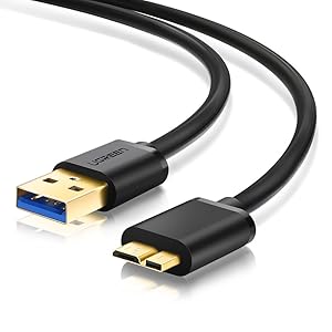 UGREEN Micro USB 3.0 Cable USB 3.0 Type A Male to Micro B Cord for Samsung Galaxy S5, Note 3, Camera, Hard Drive and More 1.5ft Black