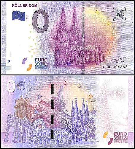 Zero (0) Euro Europe, 2017 - 1 (1st Print), UNC, Kolner Dom in Germany