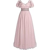NSPSTT Regency Dresses for Women Pink Tea Party Dress Empire Waist Victorian Ball Gowns