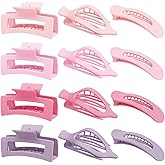 Flat Hair Clips for Women 12 Pack, Large Matte Square Claw Clips, Flat Hair Accessories, Side Slide Volume Clips for Thick or Thin Hair French Concord Hair Barrettes for Women