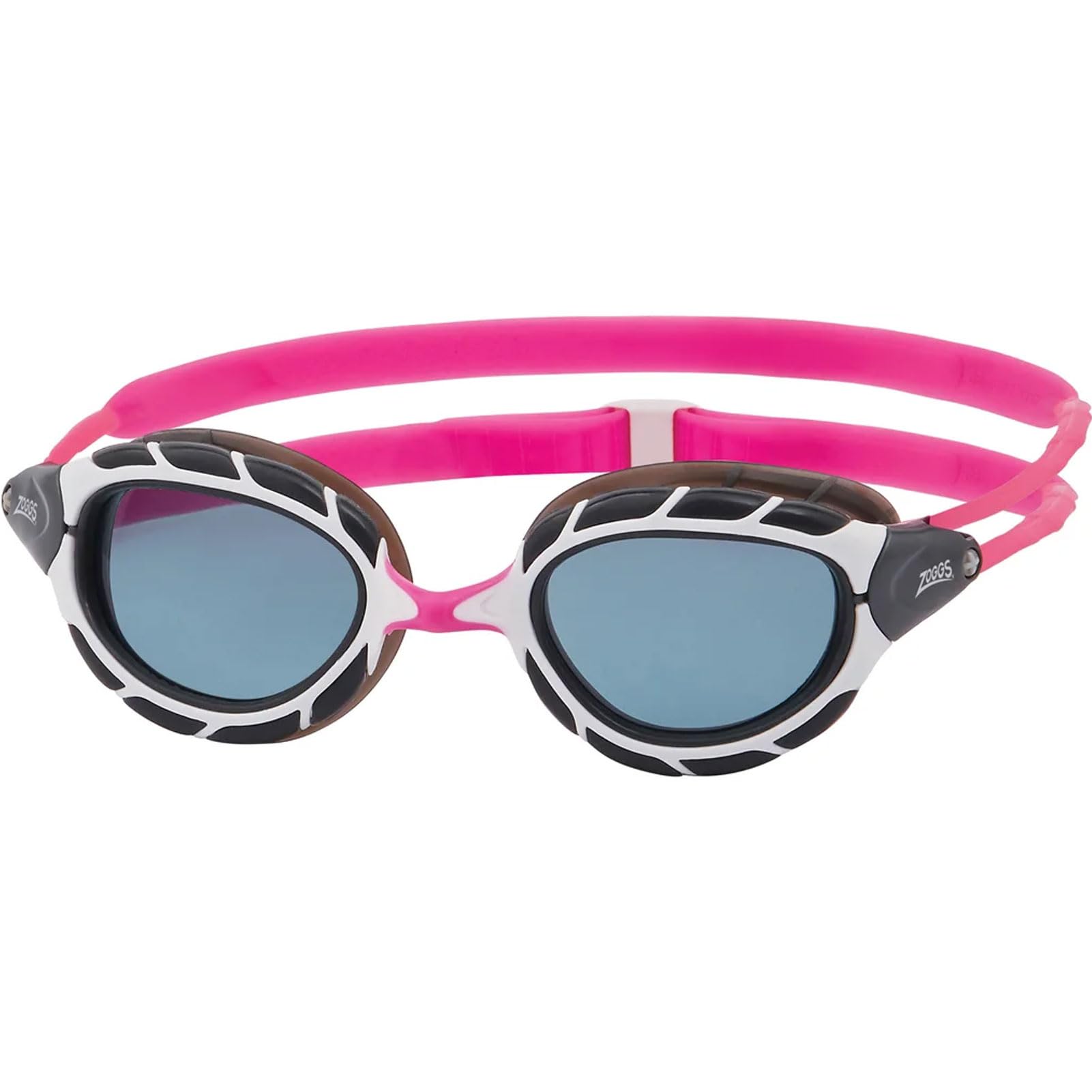 Zoggs Predator Goggles, UV Protection Swim Goggles, Quick Adjust Swim Goggle Straps, Fog Free Adult Swim Goggle Lenses, Goggle, Ultra Fit, Pink/White/Tint Smoke - Smaller Fit