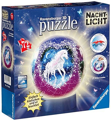 Ravensburger 12149 - Einhörner, Nachtlicht puzzleball, 72 Teile Puzzle