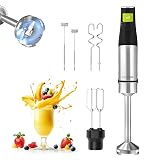 Consciot 4 in 1 Immersion Hand Blender Max 1100W, Corded Stick Emulsifier with Entire Stainless Steel Blender Shaft, Trigger Speed Control, For Blending, Beating, Frothing, Mixing & More, Non-BPA